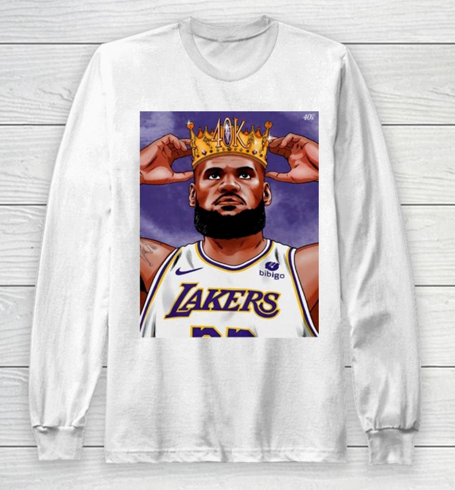 Lebron James Crown 40K Point Los Angeles Lakers Basketball Long Sleeve T-Shirt