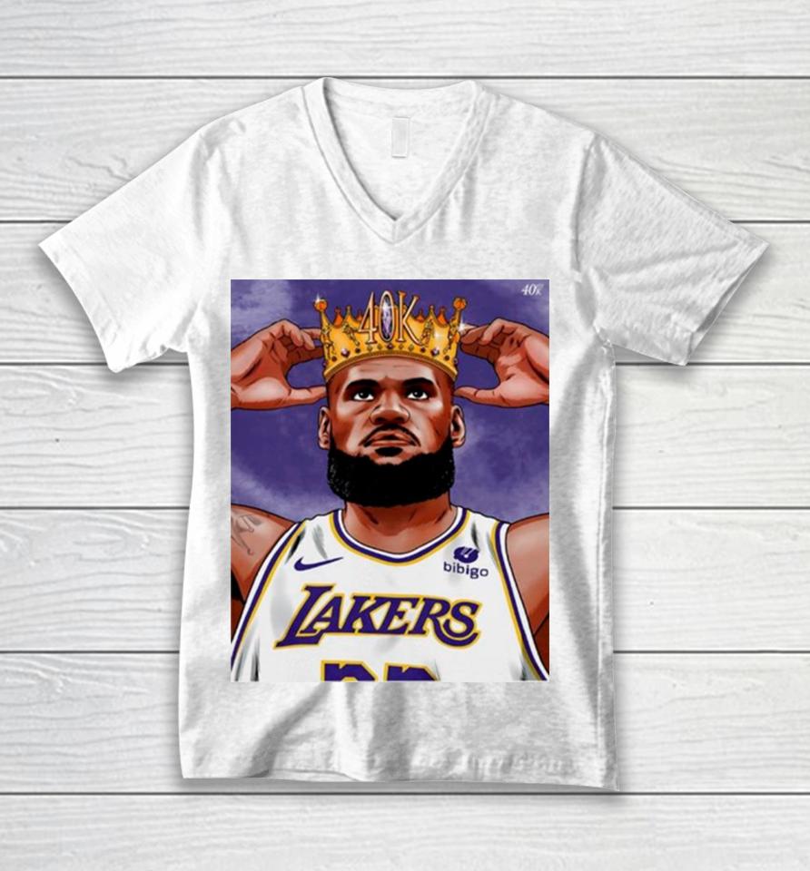 Lebron James Crown 40K Point Los Angeles Lakers Basketball Unisex V-Neck T-Shirt