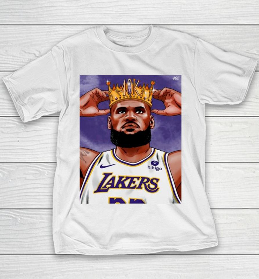 Lebron James Crown 40K Point Los Angeles Lakers Basketball Youth T-Shirt