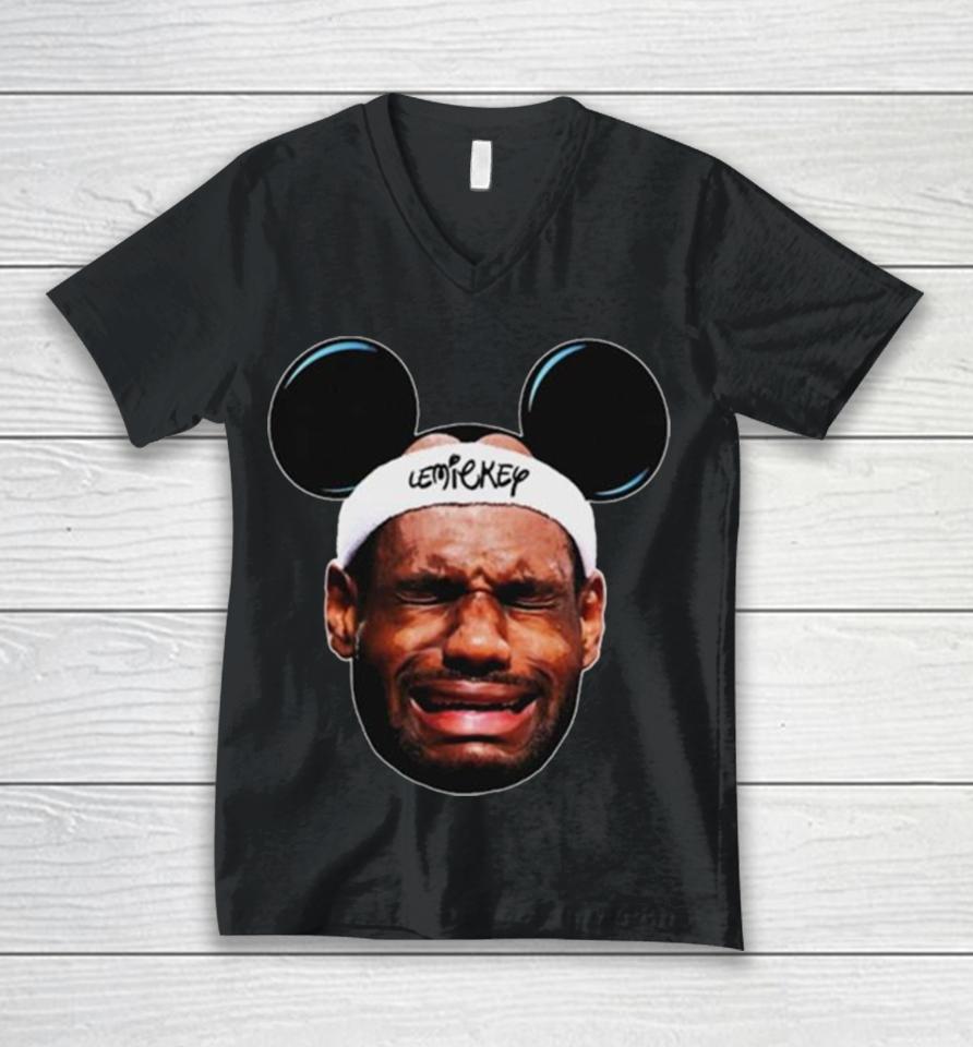 Lebron James Crying Meme Disney Lemickey Bubble Championship Lebron Hater Graphic Unisex V-Neck T-Shirt