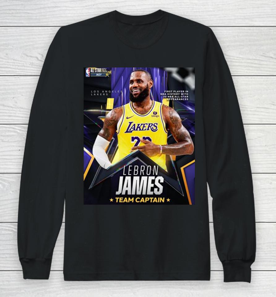 Lebron James First Player In Nba History With 20 Nba All Star Appearances Team Captain Long Sleeve T-Shirt