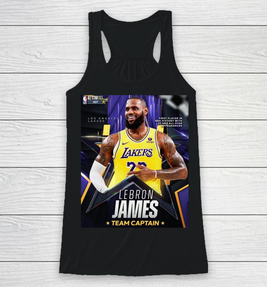 Lebron James First Player In Nba History With 20 Nba All Star Appearances Team Captain Racerback Tank