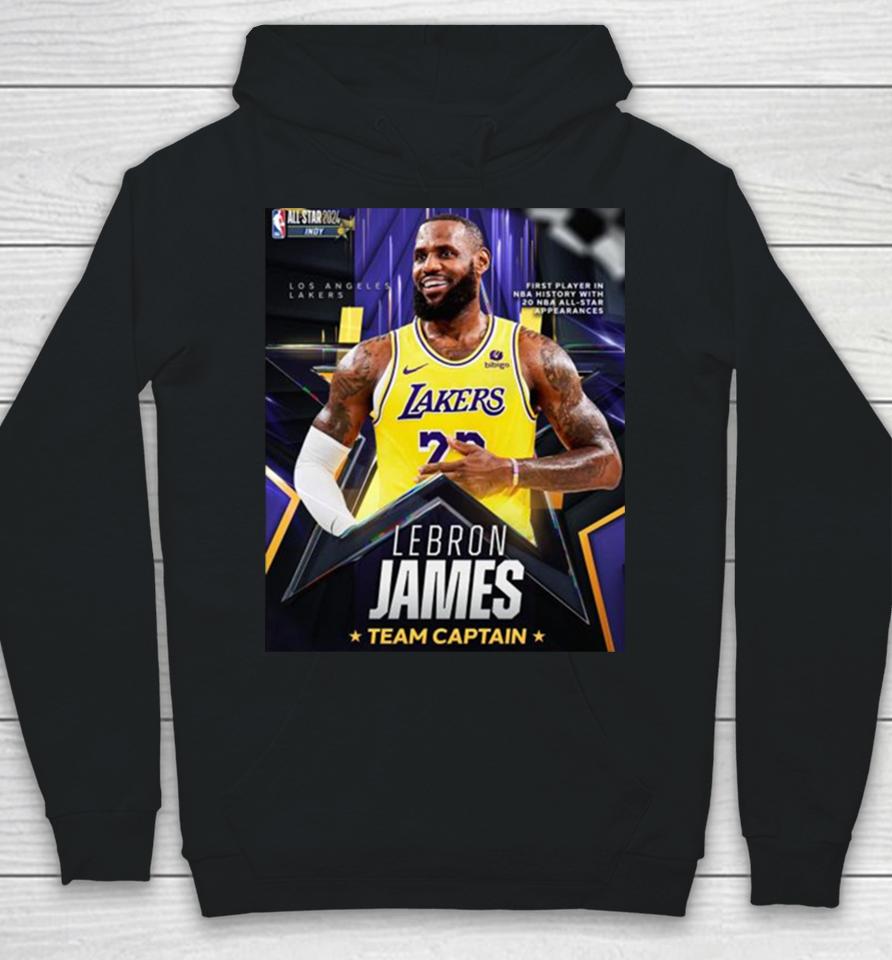 Lebron James First Player In Nba History With 20 Nba All Star Appearances Team Captain Hoodie