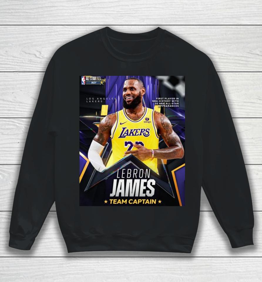 Lebron James First Player In Nba History With 20 Nba All Star Appearances Team Captain Sweatshirt