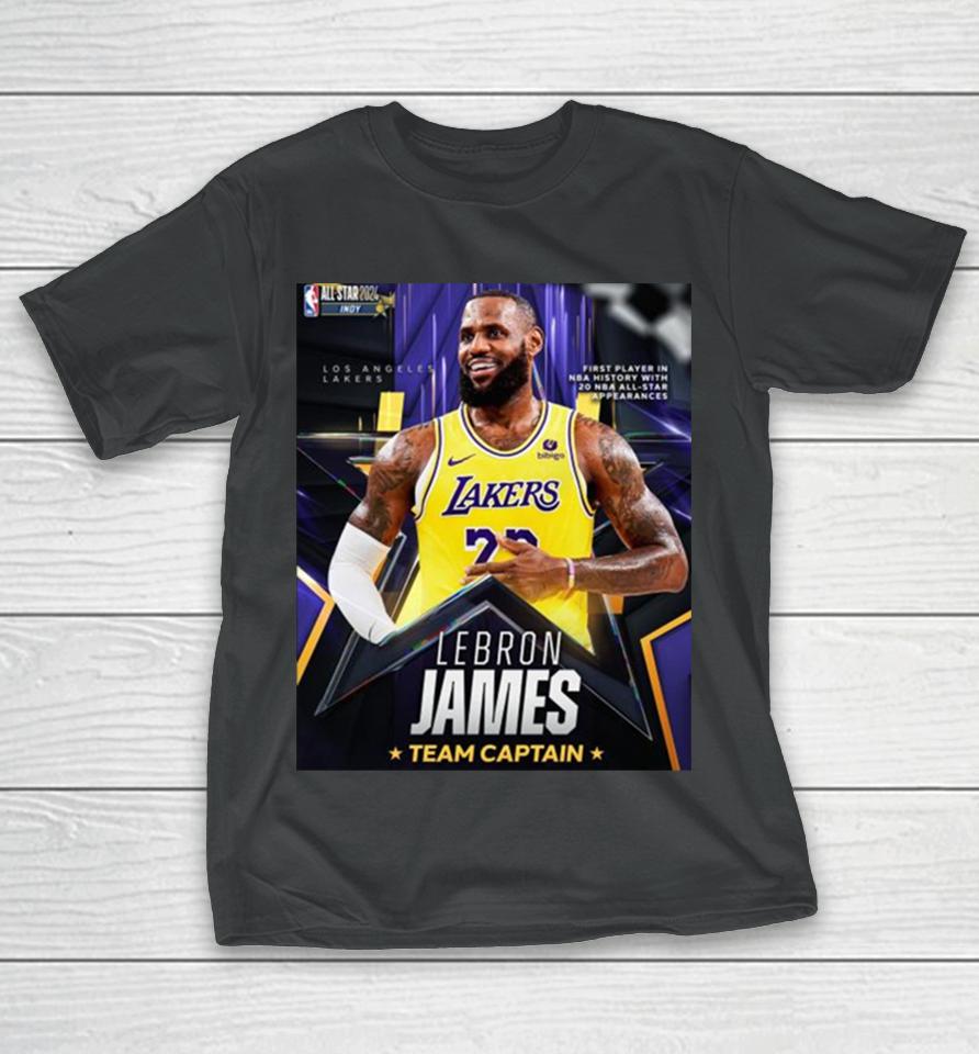 Lebron James First Player In Nba History With 20 Nba All Star Appearances Team Captain T-Shirt