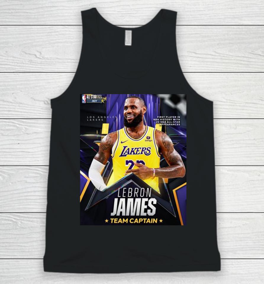 Lebron James First Player In Nba History With 20 Nba All Star Appearances Team Captain Unisex Tank Top