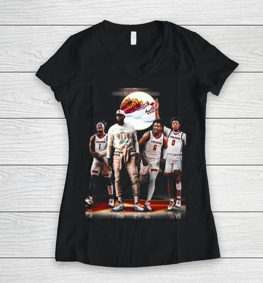 Lebron James Gifted The Whole Usc Trojan Basketball Team Their Own Exclusive Lebron 21S Women V-Neck T-Shirt