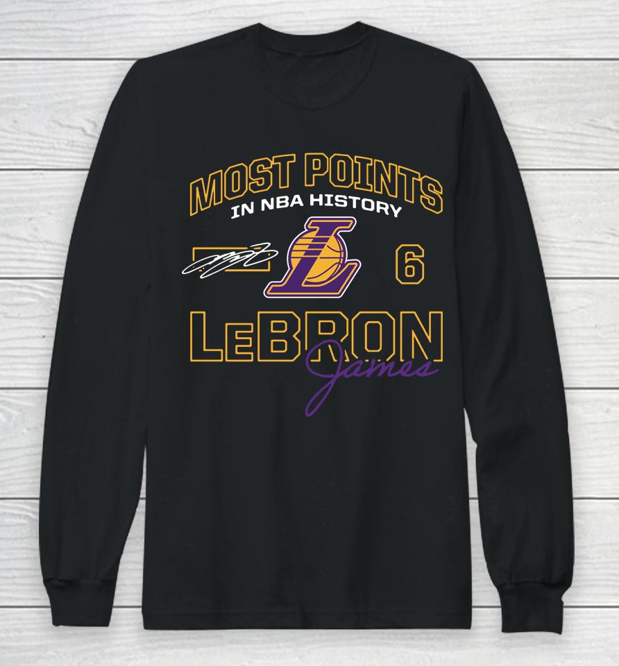 Lebron James Los Angeles Lakers Fanatics Branded Most Points In Nba History Long Sleeve T-Shirt