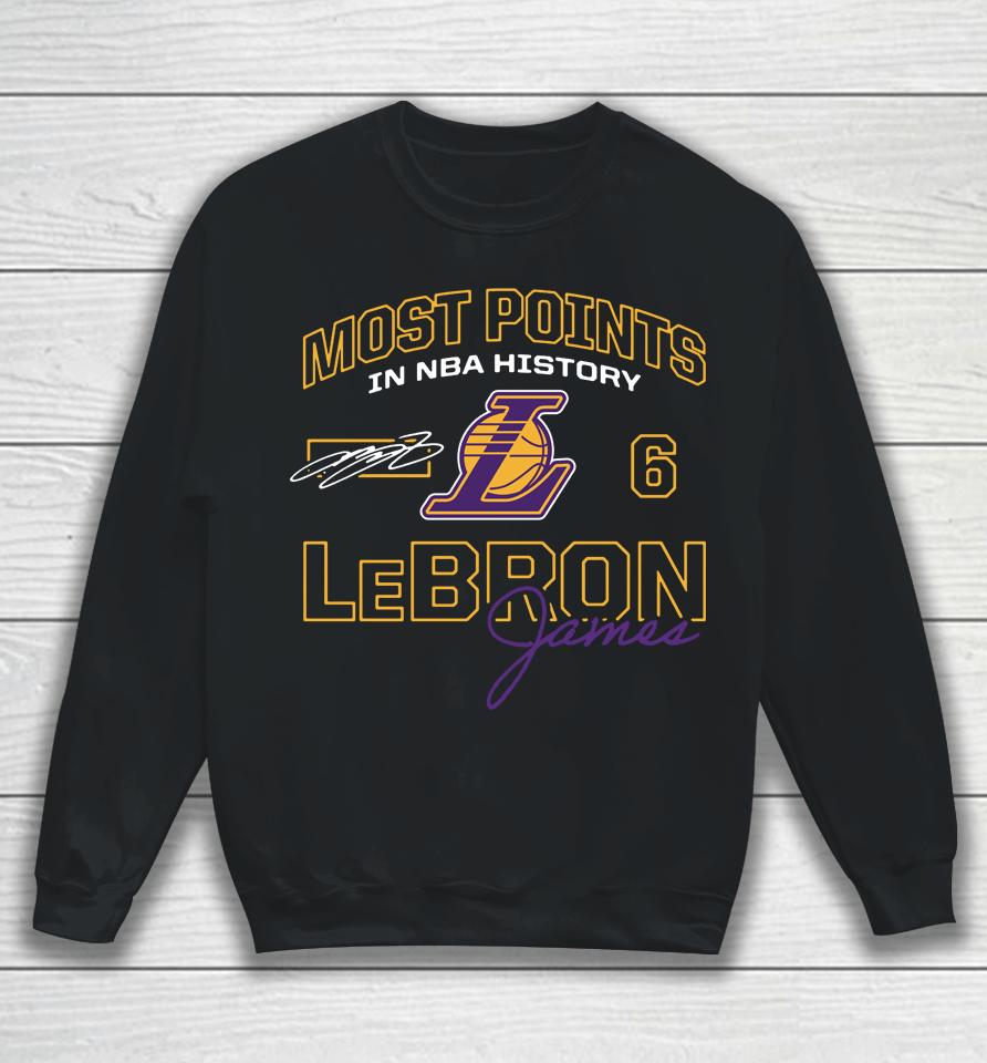 Lebron James Los Angeles Lakers Fanatics Branded Most Points In Nba History Sweatshirt