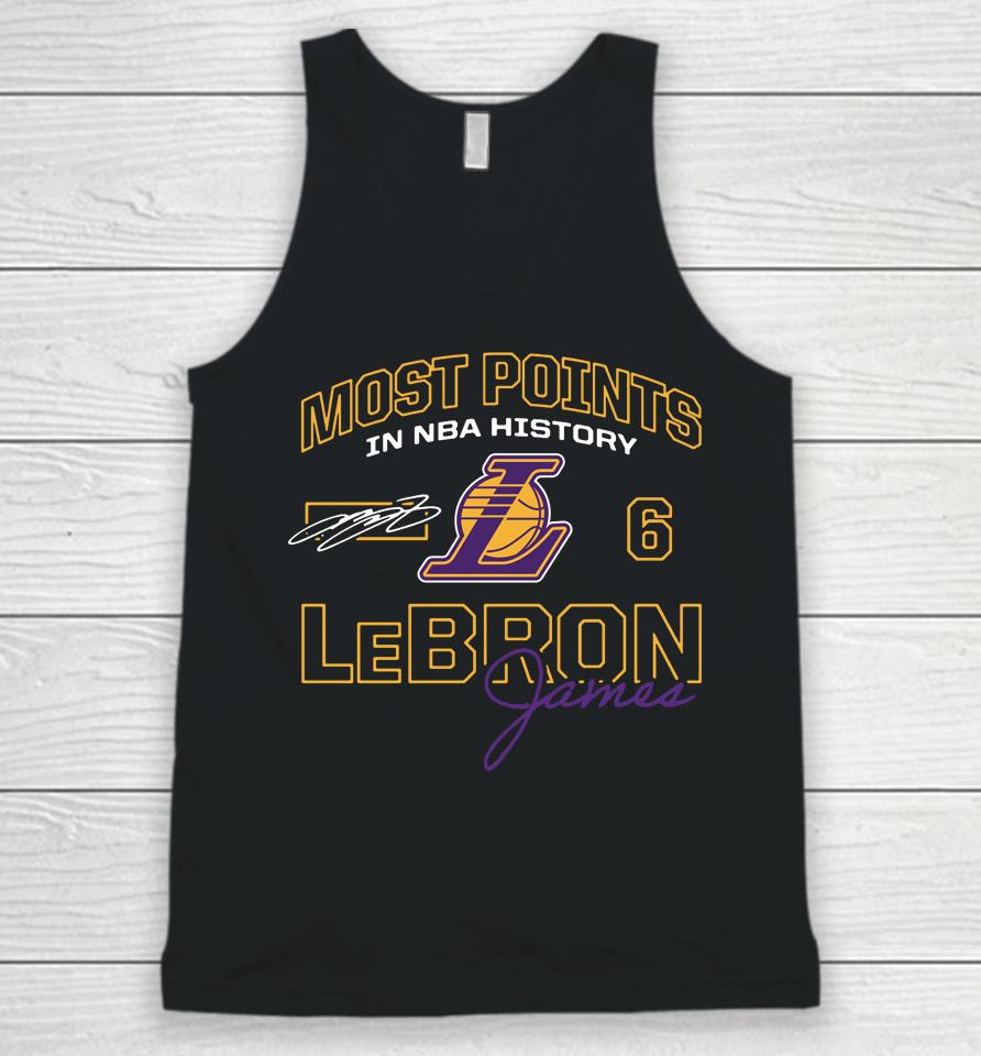 Lebron James Los Angeles Lakers Fanatics Branded Most Points In Nba History Unisex Tank Top