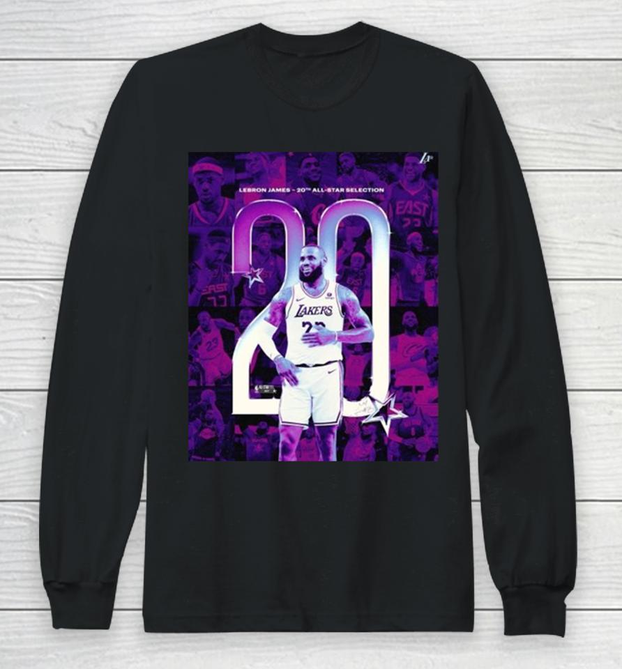 Lebron James Los Angeles Lakers The Only Player In Nba History With Twenty All Star Selections 2024 Long Sleeve T-Shirt