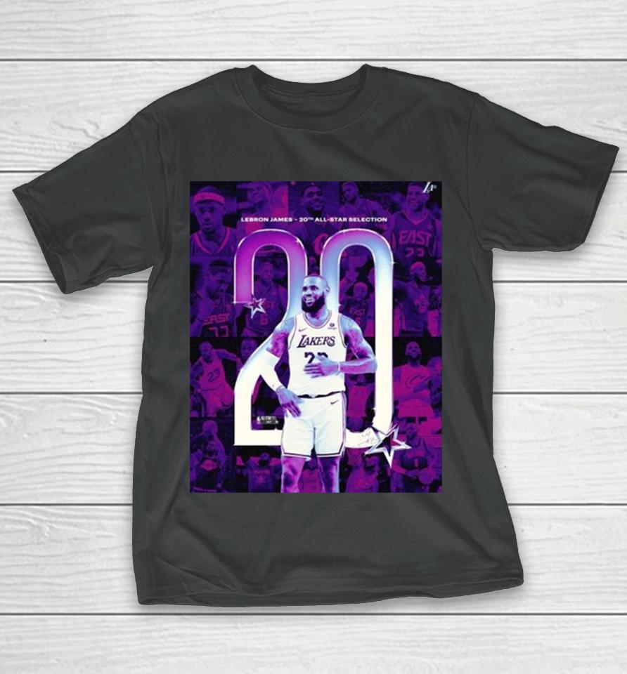 Lebron James Los Angeles Lakers The Only Player In Nba History With Twenty All Star Selections 2024 T-Shirt