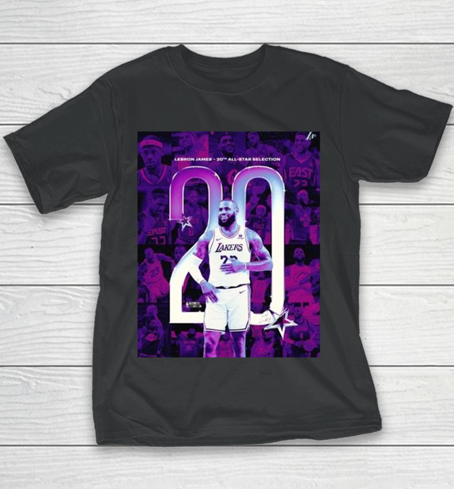 Lebron James Los Angeles Lakers The Only Player In Nba History With Twenty All Star Selections 2024 Youth T-Shirt