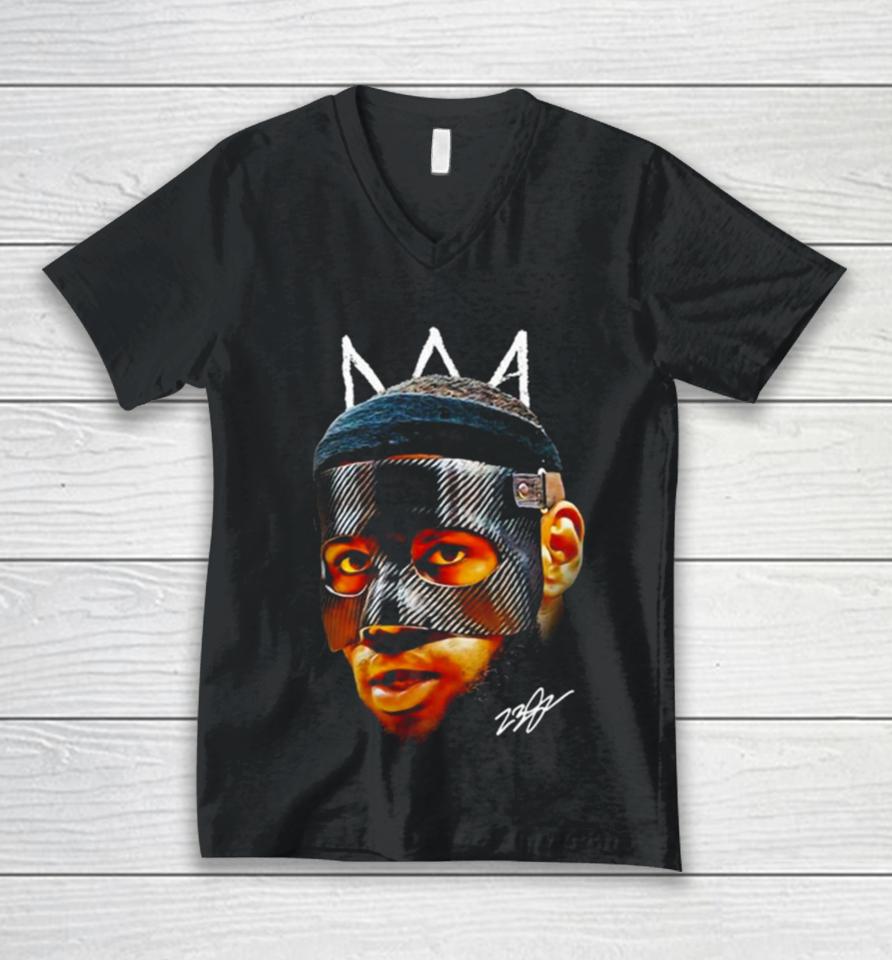 Lebron James Mask Masked Lebron Basketball Graphic Design King James Signature Unisex V-Neck T-Shirt