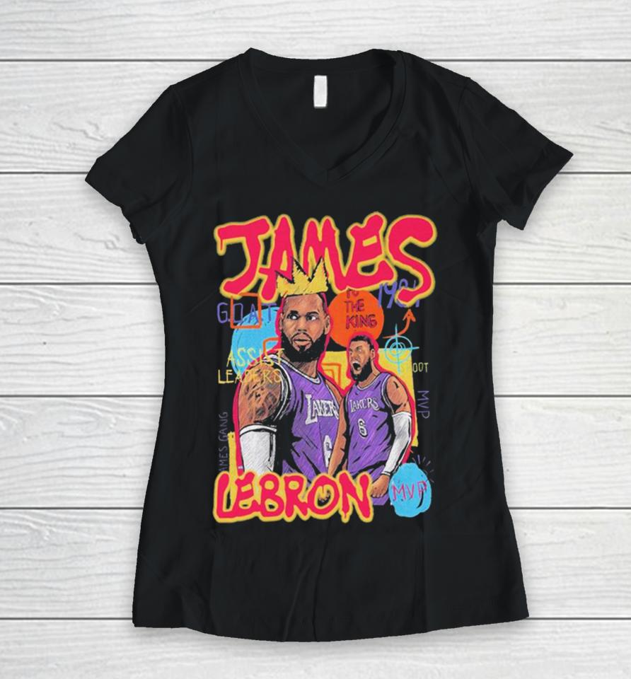 Lebron James Mvp To The King Vintage Women V-Neck T-Shirt