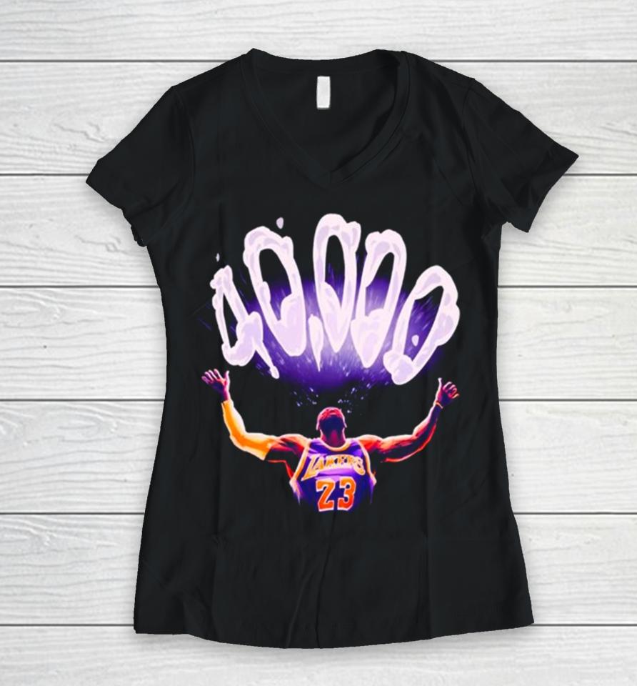 Lebron James The First Nba Player 40,000 Career Points Women V-Neck T-Shirt