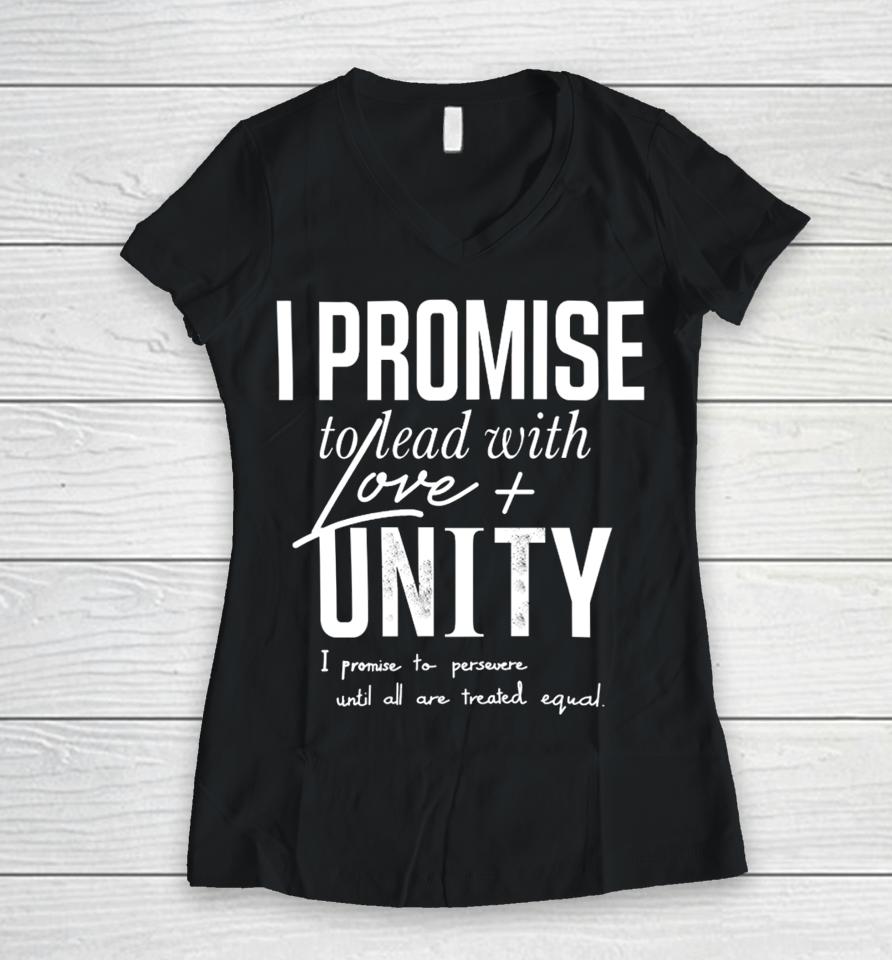 Lebron James Wearing I Promise To Lead With Love And Unity Women V-Neck T-Shirt