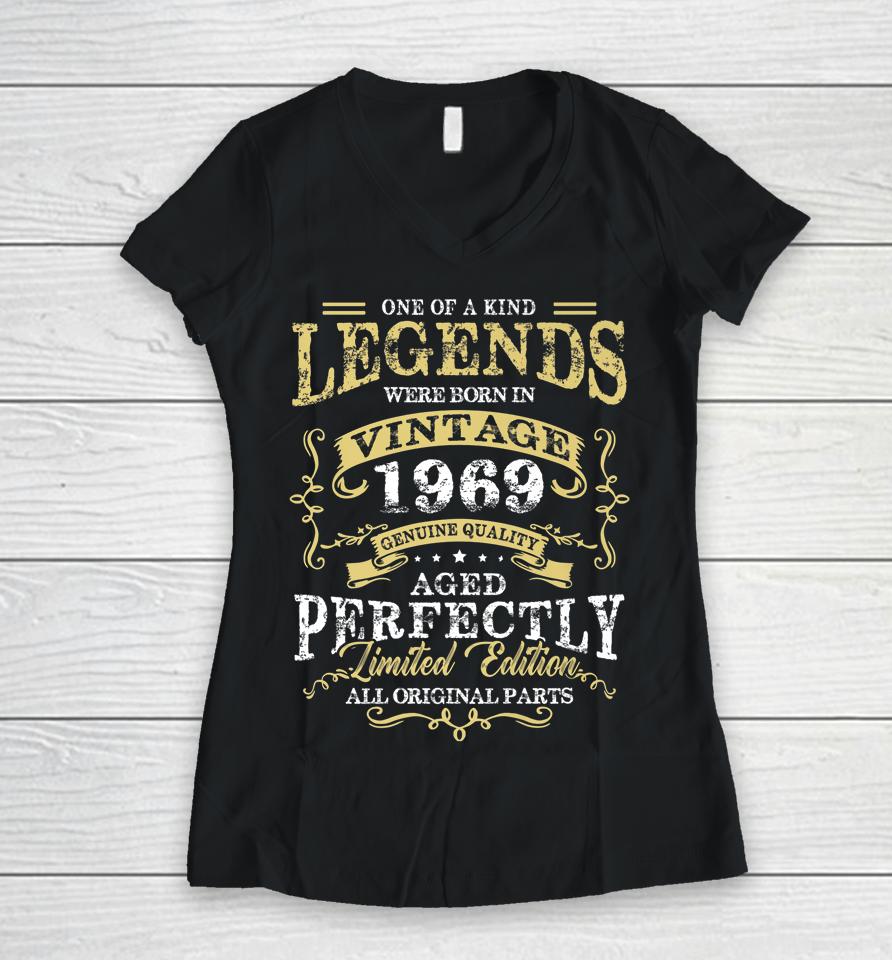 Legend Born In 1969 54Th Birthday Tee For 54 Years Old Women V-Neck T-Shirt
