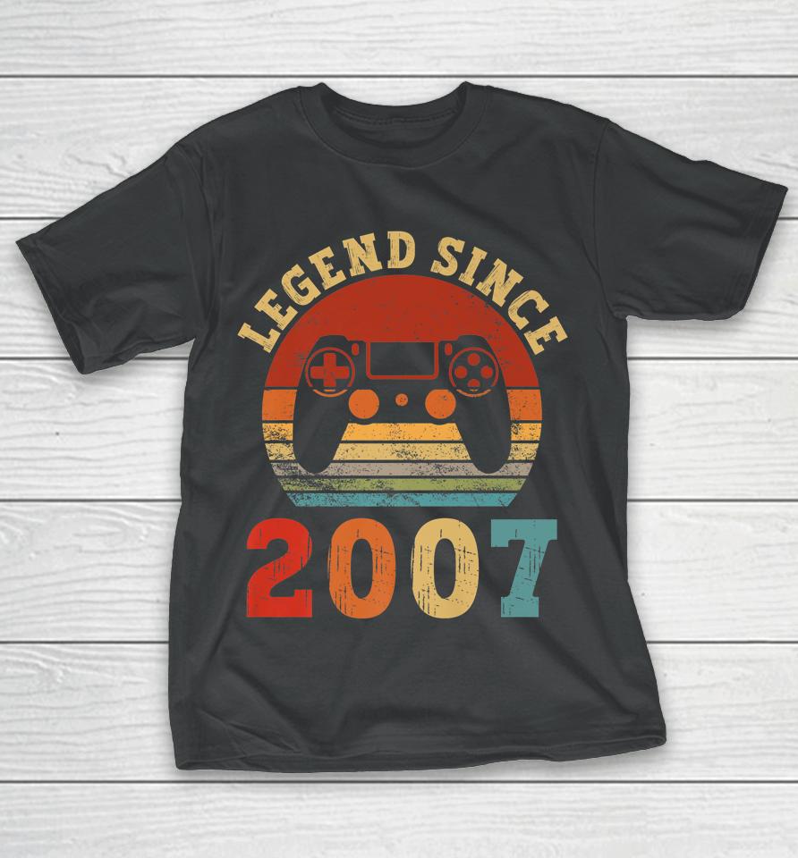Legend Since 2007 15Th Birthday Vintage 15 Years Old Gaming T-Shirt