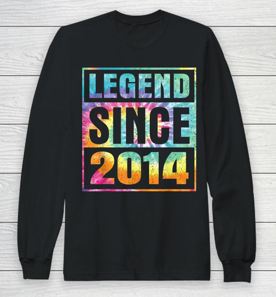 Legend Since 2014 8 Years Old 8Th Birthday Tie Dye Long Sleeve T-Shirt