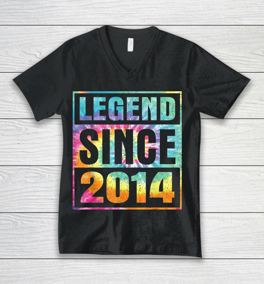 Legend Since 2014 8 Years Old 8Th Birthday Tie Dye Unisex V-Neck T-Shirt