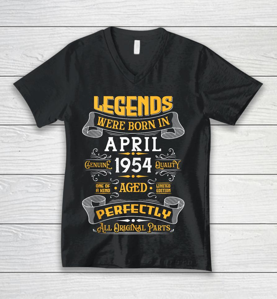 Legend Since April 1954 Vintage 70Th Birthday Made In 1954 Unisex V-Neck T-Shirt