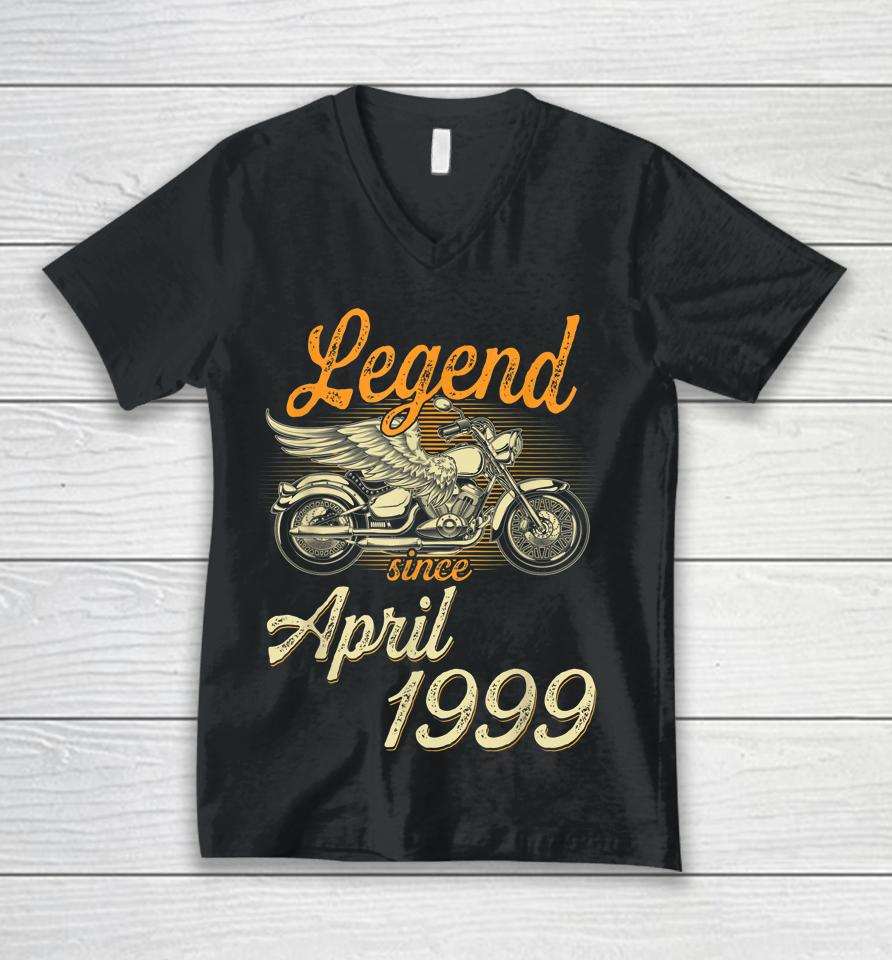 Legend Since April 1999 Age 23Th Birthday Motorcycle Unisex V-Neck T-Shirt