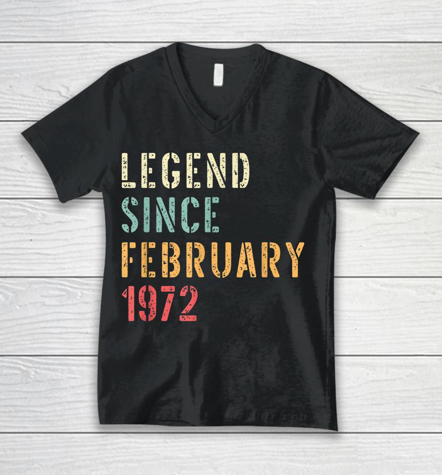 Legend Since February 1972 50Th Birthday Gifts Unisex V-Neck T-Shirt