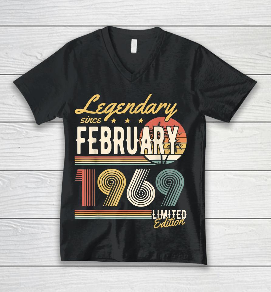 Legendary Since February 1969 Happy Birthday Unisex V-Neck T-Shirt