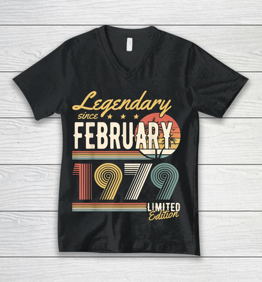 Legendary Since February 1979 Happy Birthday Unisex V-Neck T-Shirt