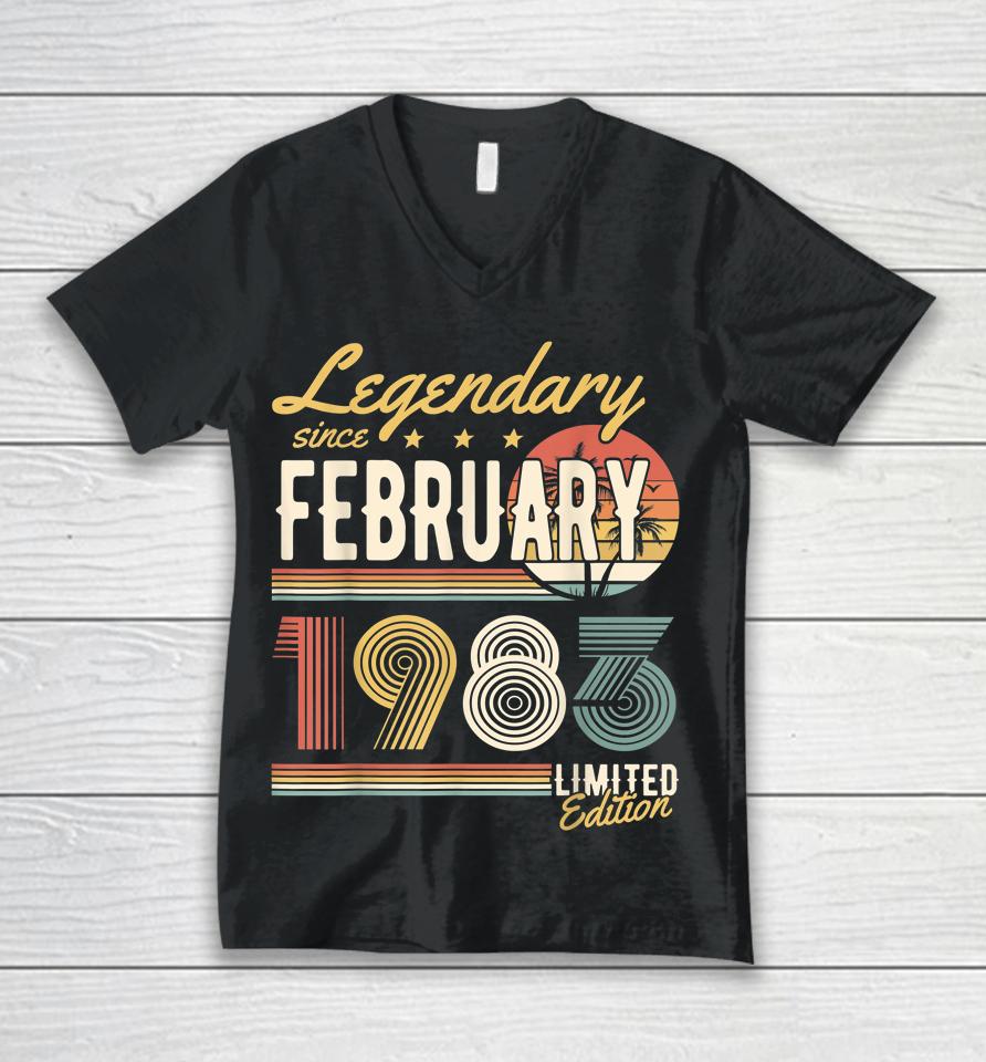 Legendary Since February 1983 Happy Birthday Unisex V-Neck T-Shirt