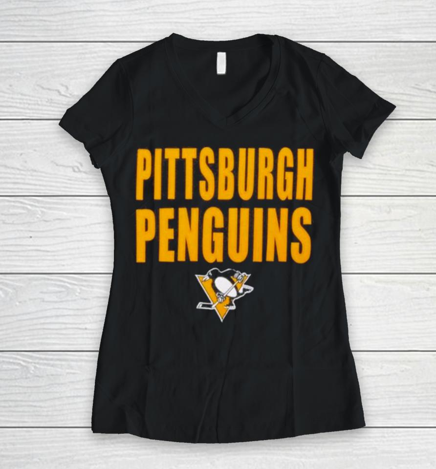 Legendary Slub S S Pittsburgh Penguins 2023 Women V-Neck T-Shirt