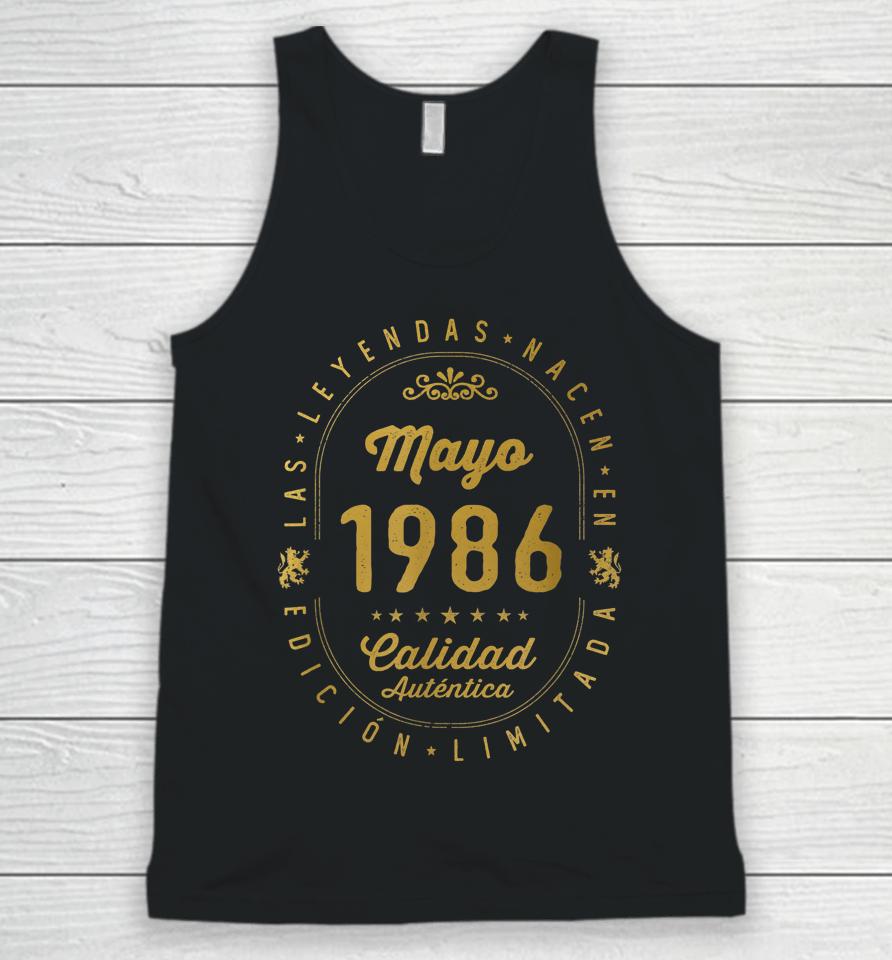 Legends Born In May 1986 36Th Birthday 36 Years Old Unisex Tank Top