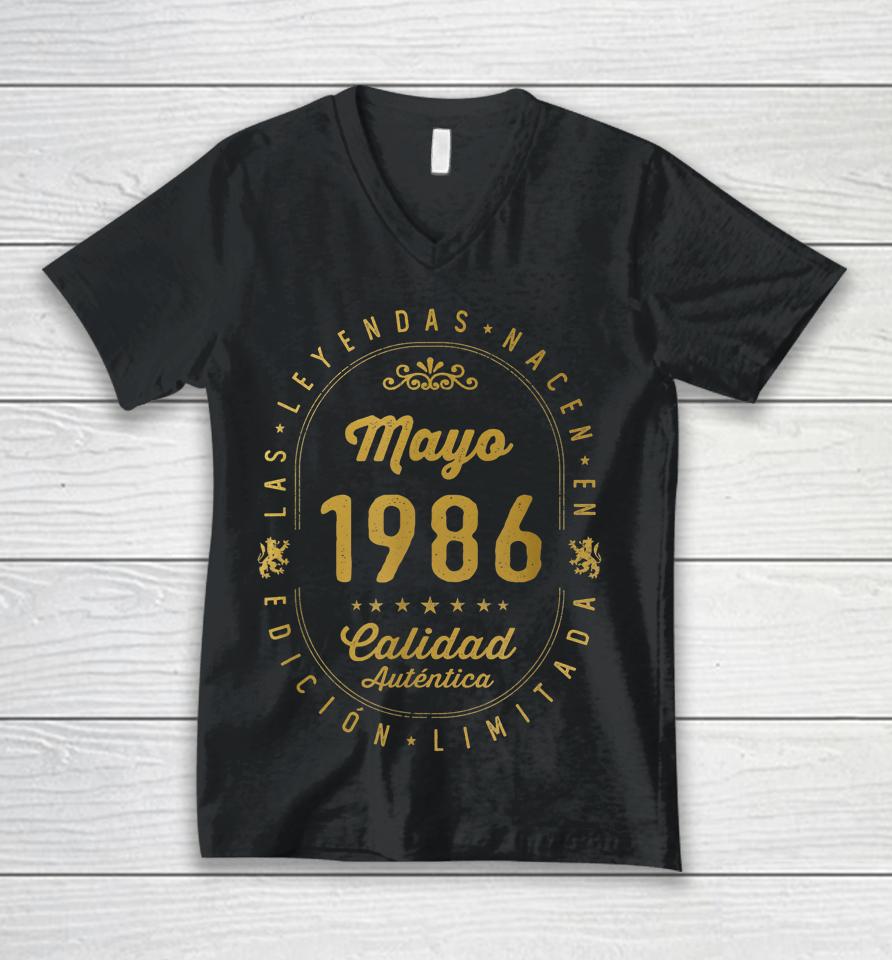 Legends Born In May 1986 36Th Birthday 36 Years Old Unisex V-Neck T-Shirt