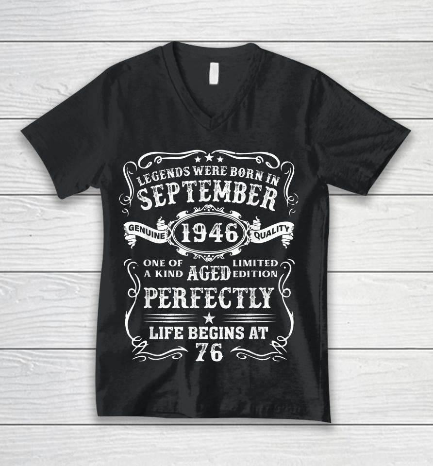 Legends Were Born In September 1946 76Th Birthday Gifts Unisex V-Neck T-Shirt