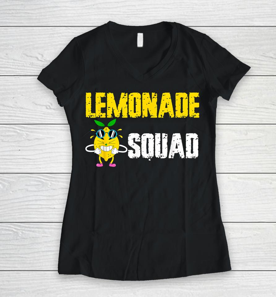 Lemonade Squad Funny For Stand Boss Lemon Juice Summer Women V-Neck T-Shirt