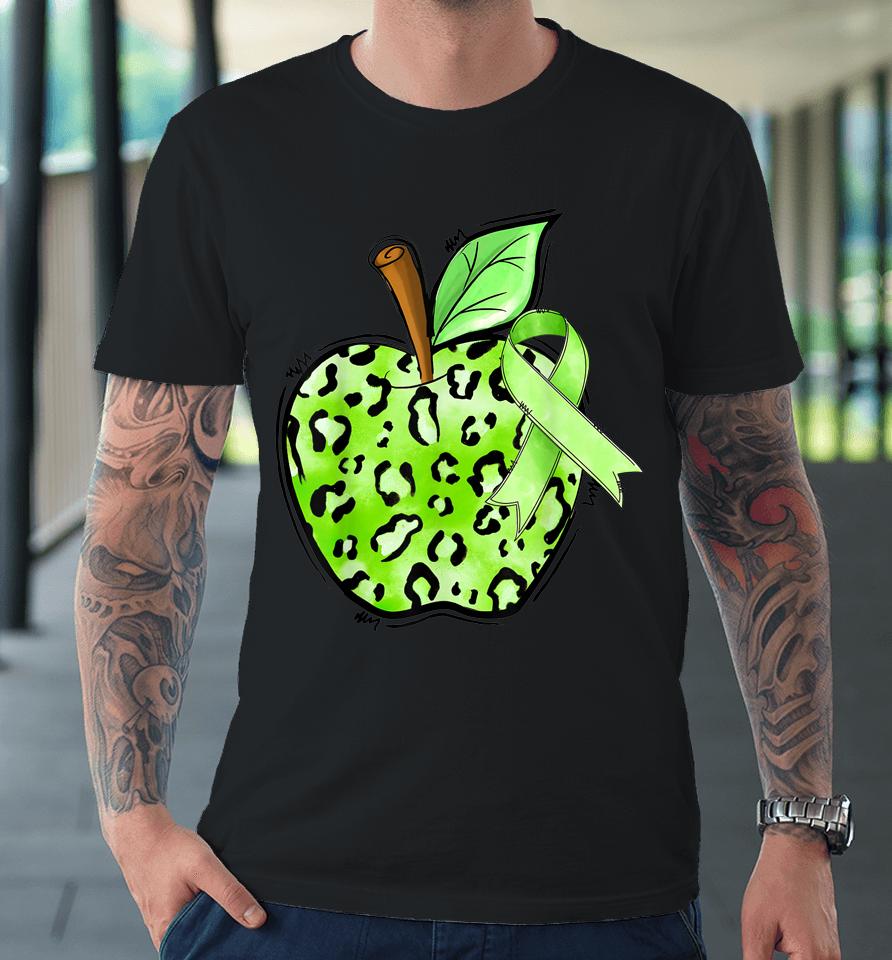 Leopard Apple Cerebral Palsy Awareness Green Ribbon Teacher Premium T-Shirt