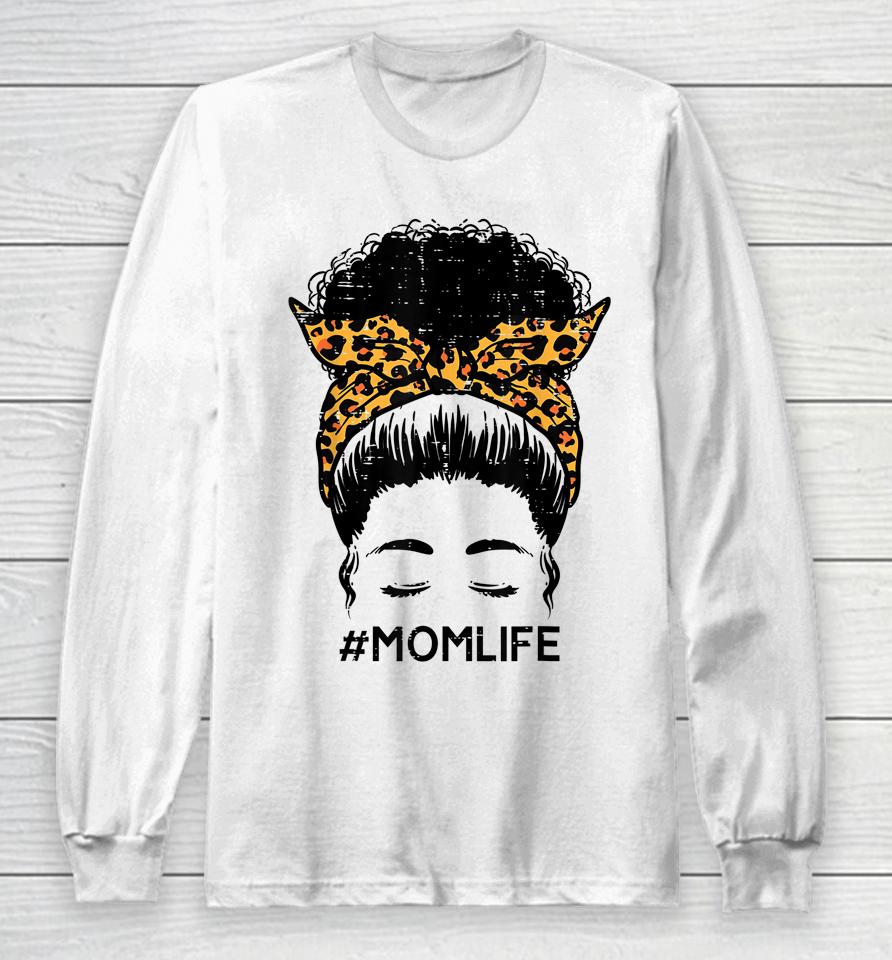 Leopard Black Woman Mom Life Mothers Day African Mama Long Sleeve T-Shirt
