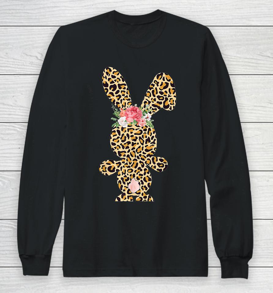 Leopard Bunny Rabbit Happy Easter Day Long Sleeve T-Shirt