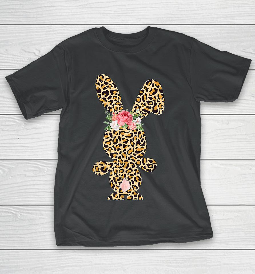 Leopard Bunny Rabbit Happy Easter Day T-Shirt