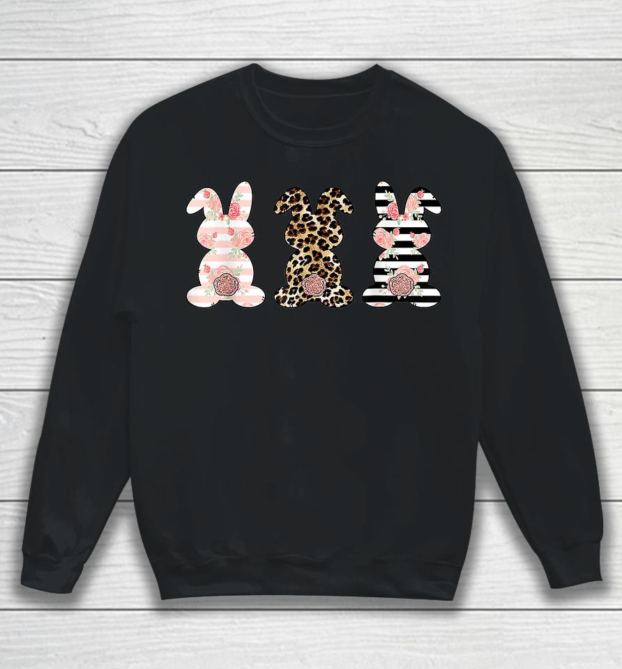 Leopard Easter Bunny Rabbit Trio Cute Easter Day Sweatshirt