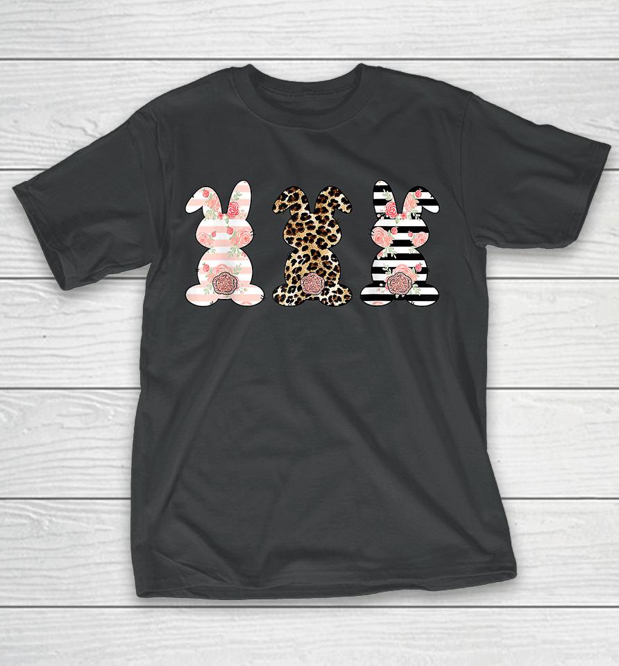 Leopard Easter Bunny Rabbit Trio Cute Easter Day T-Shirt