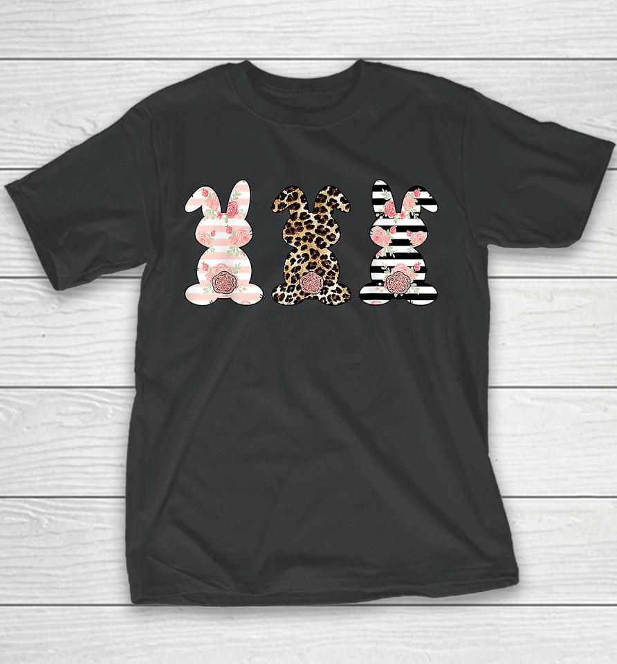 Leopard Easter Bunny Rabbit Trio Cute Easter Day Youth T-Shirt