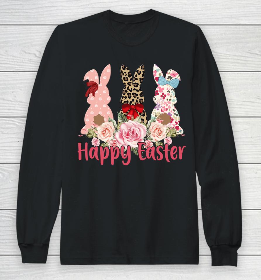 Leopard Easter Bunny Rabbit Trio Cute Easter Long Sleeve T-Shirt