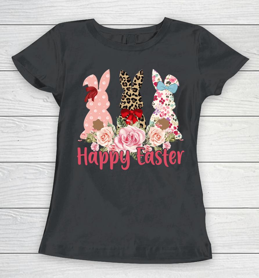 Leopard Easter Bunny Rabbit Trio Cute Easter Women T-Shirt