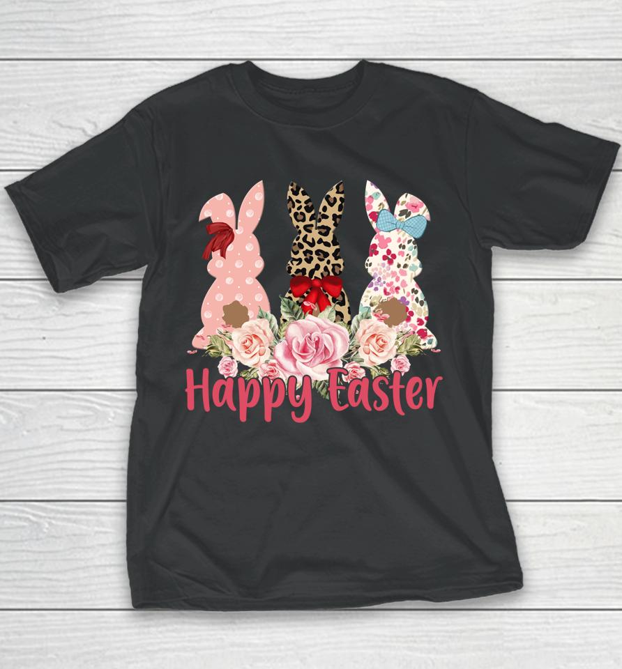 Leopard Easter Bunny Rabbit Trio Cute Easter Youth T-Shirt