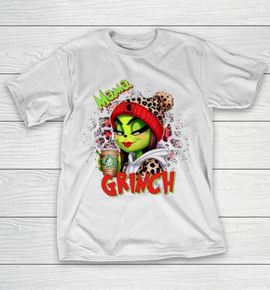 Leopard Mama Grinch Merry Christmas T-Shirt