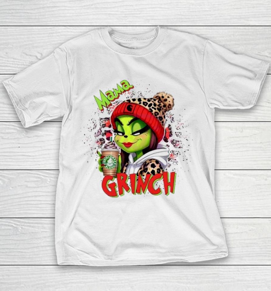 Leopard Mama Grinch Merry Christmas Youth T-Shirt