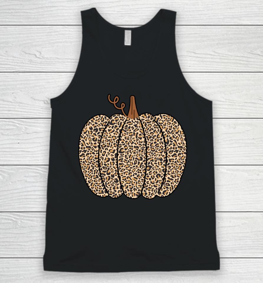Leopard Pumpkin Print Halloween Thanksgiving Unisex Tank Top