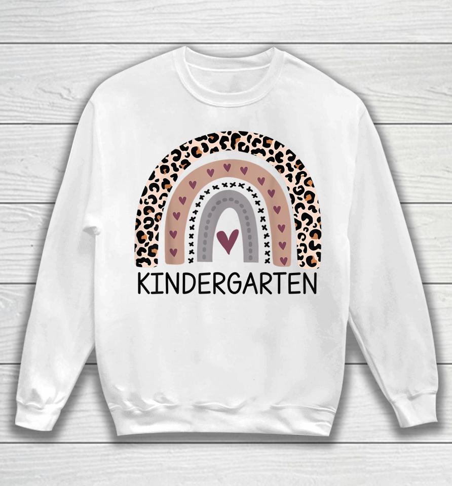 Leopard Rainbow Kindergarten Teacher First Day Of School Sweatshirt